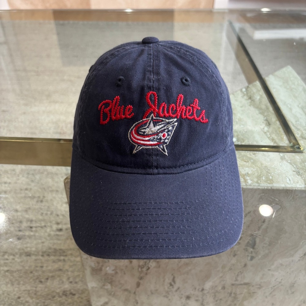 Adidas Columbus Blue Jackets Hat Mens OSFA Navy Blue Used NHL Adjustable Cap
